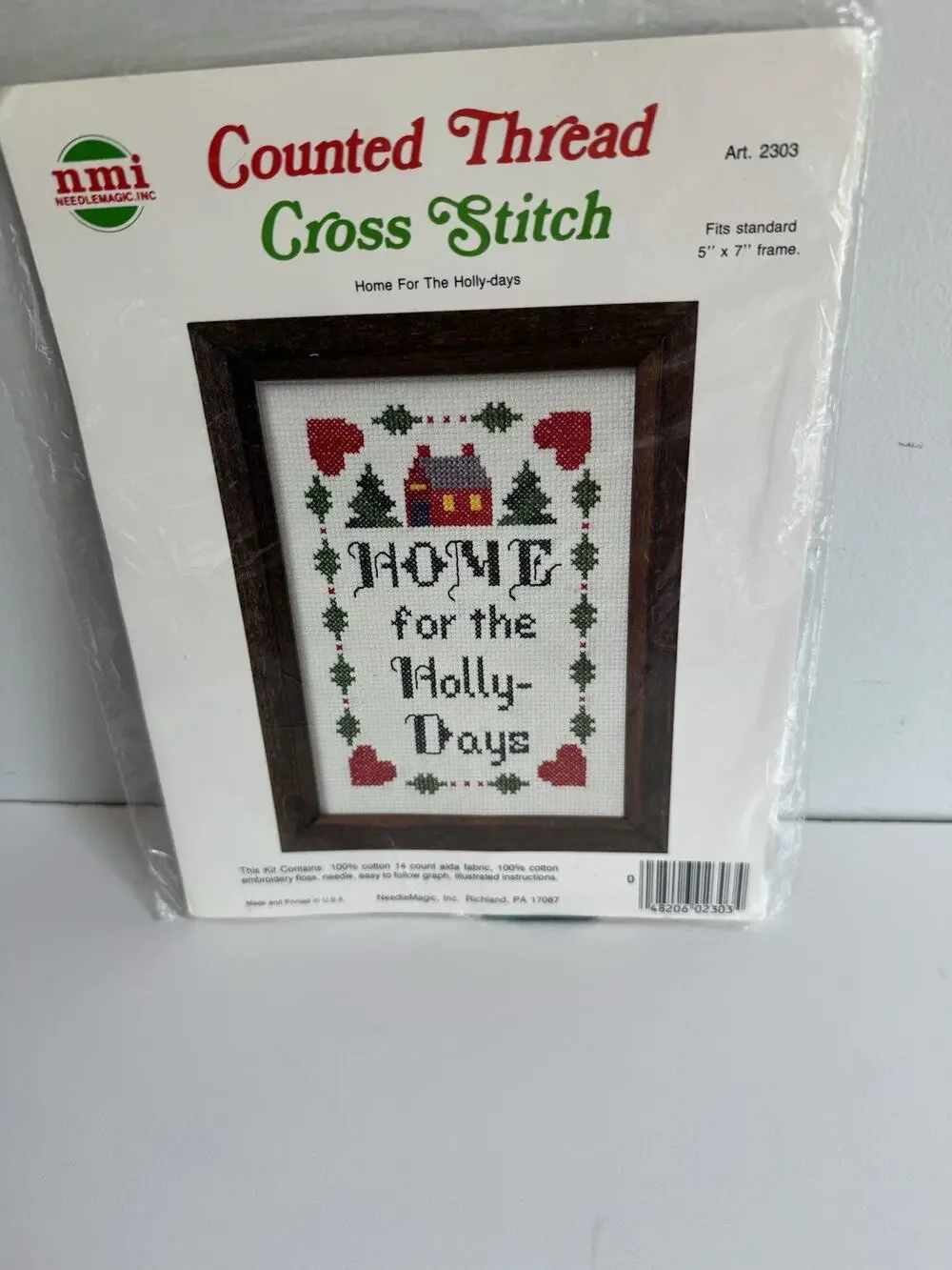 NEW Needle Magic NMI Counted Cross Stitch Christmas Kit HOME FOR THE HOLLY-DAYS